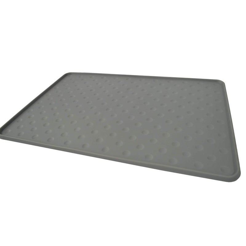 PetFusion Toughgrip Large Plus Dog Food Mat [Just The Right Size Before Getting Too Big @ 27.5 x 17.5]. Waterproof, Extra Tough FDA Grade Silicone, Grey - Image 1